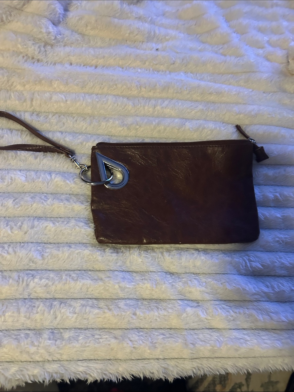 Carhartt Brown Mini Wristlet with Silver Hardware